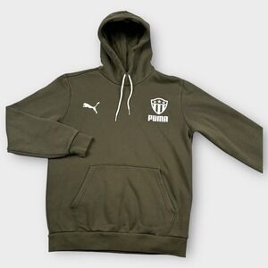 PUMA USA Soccer Hoodie Pullover‎ Sweatshirt Mens S Military Green Shield Stars